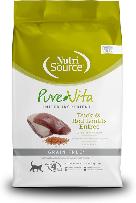 NutriSource Pure Vita Cat Duck & Red Lentils Grain-Free 6.6 lbs - Happy Pet