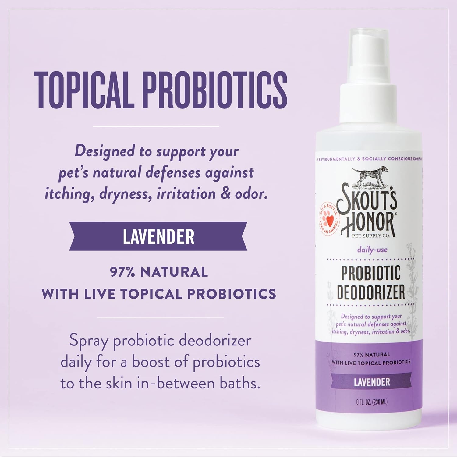 Skout's Honor Probiotic Deodorizer Lavender 8 oz - Happy Pet