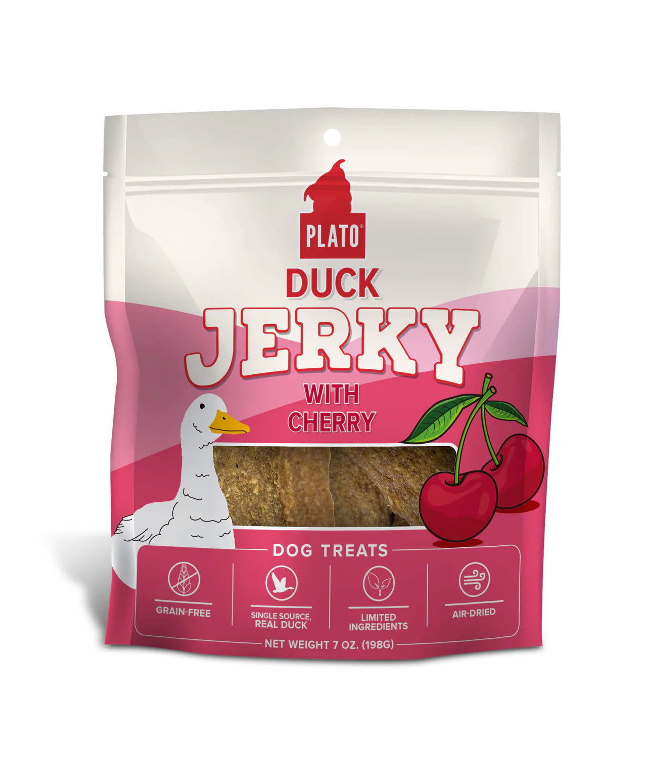 Plato Duck Jerky with Cherry 7 oz - Happy Pet