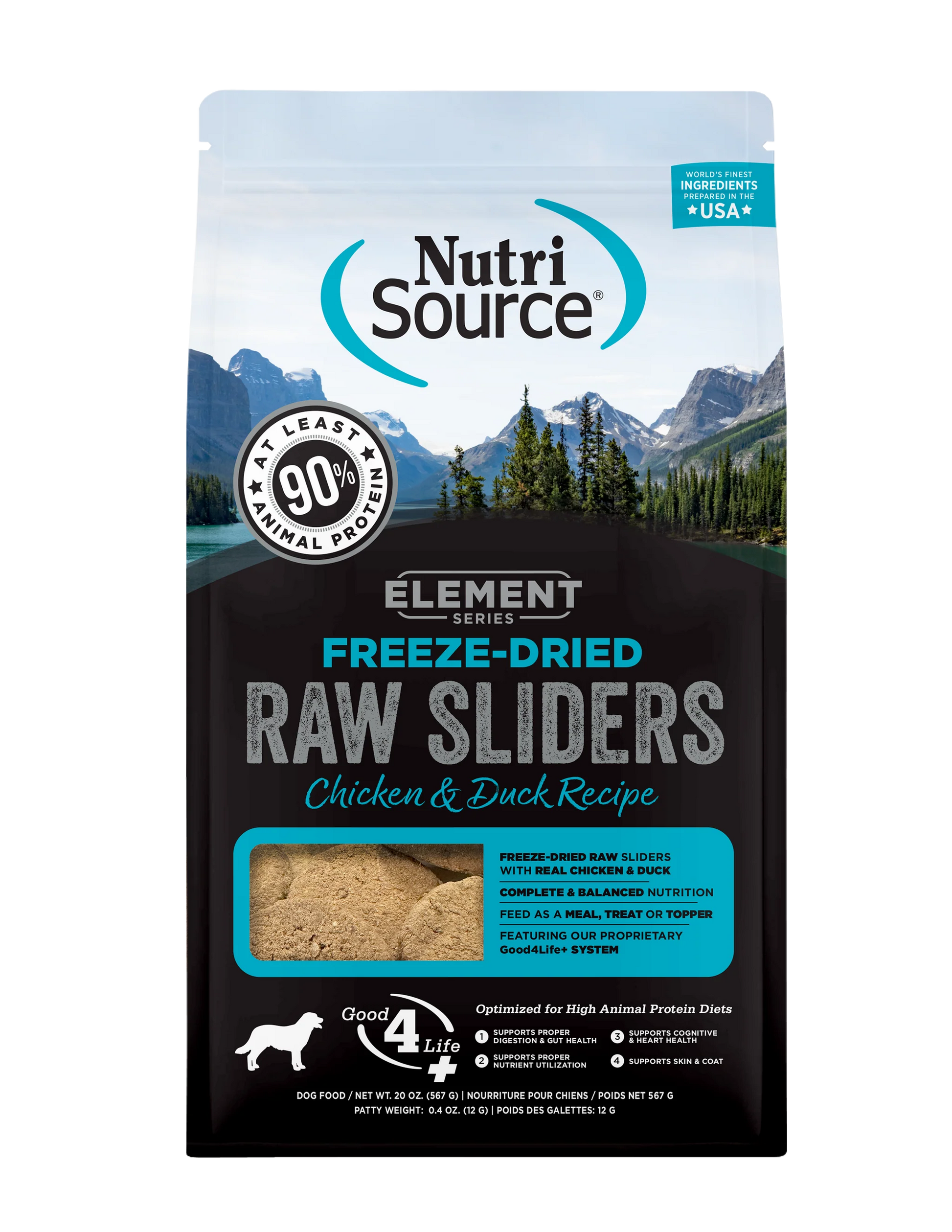 NutriSource Element Freeze-Dried Raw Sliders Chicken & Duck 20 oz - Happy Pet