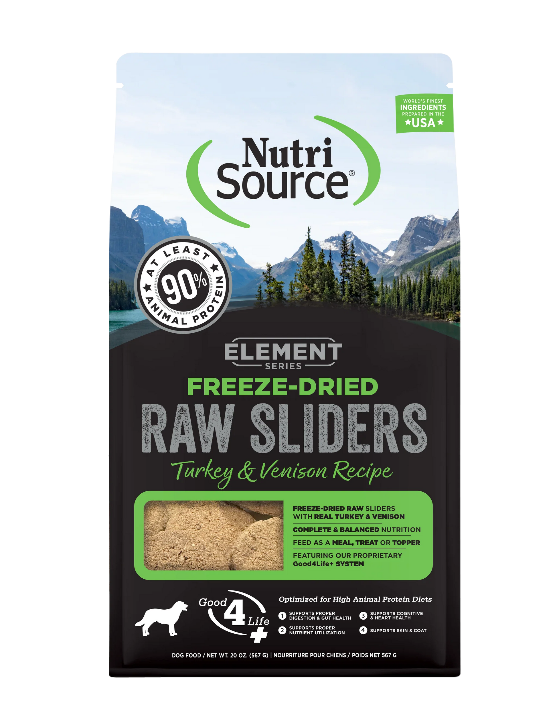 NutriSource Element Freeze-Dried Raw Sliders Turkey & Venison 20 oz - Happy Pet