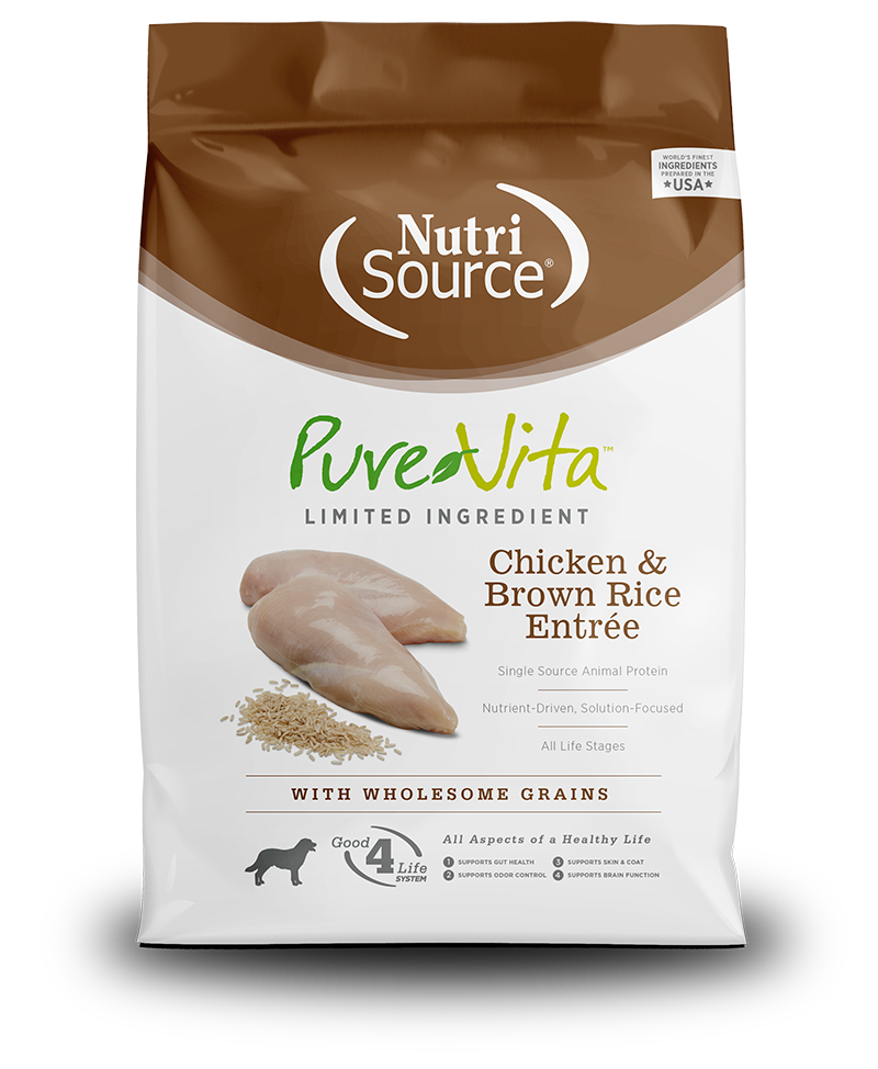 NutriSource Pure Vita Chicken & Brown Rice 4 lbs - Happy Pet