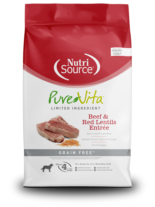 NutriSource Pure Vita Beef & Red Lentils Grain-Free 4 lbs - Happy Pet