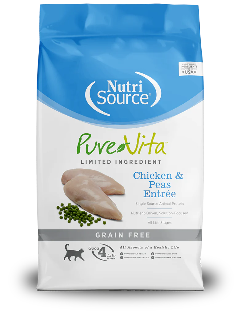 NutriSource Pure Vita Cat Chicken & Peas Grain-Free 4 lbs - Happy Pet