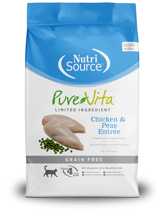 NutriSource Pure Vita Cat Chicken & Peas Grain-Free 4 lbs - Happy Pet