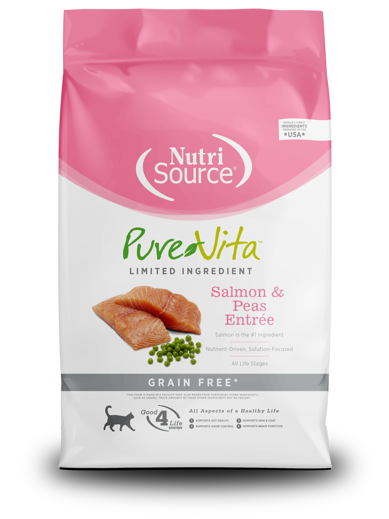 NutriSource Pure Vita Cat Salmon & Peas Grain-Free 4 lbs - Happy Pet