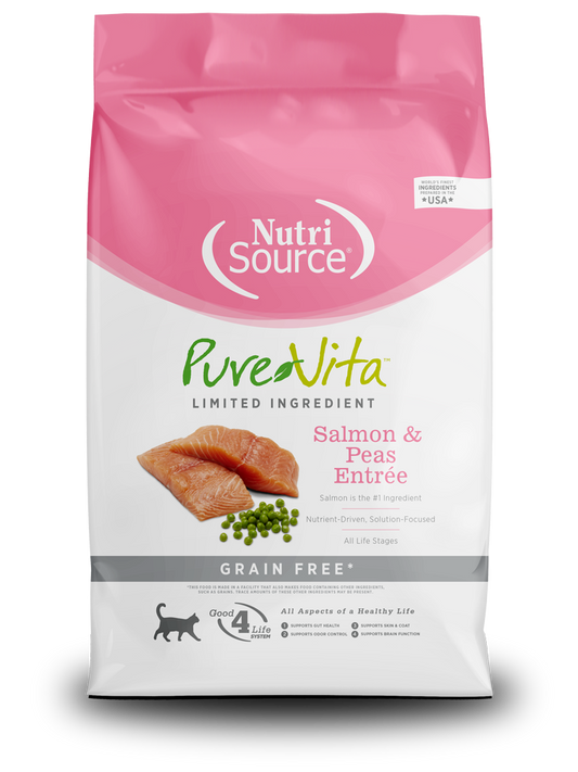 NutriSource Pure Vita Cat Salmon & Peas Grain-Free 4 lbs - Happy Pet