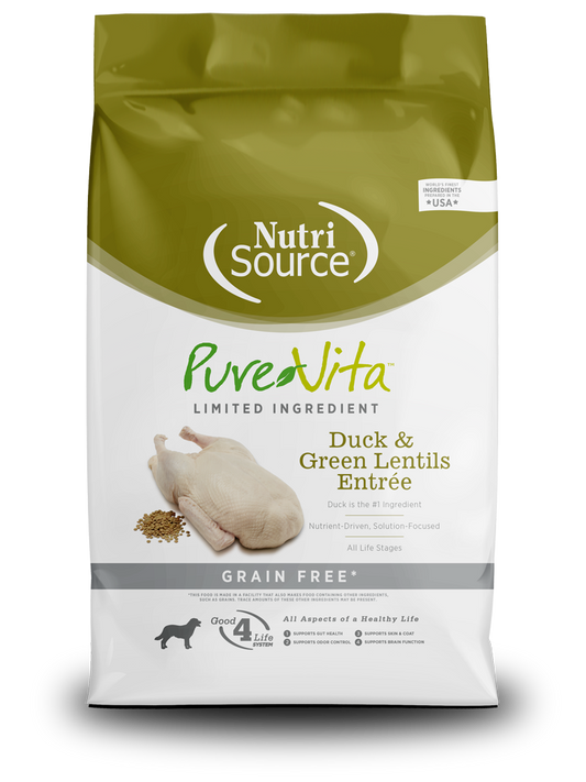 NutriSource Pure Vita Duck & Green Lentils Grain-Free 4 lbs - Happy Pet