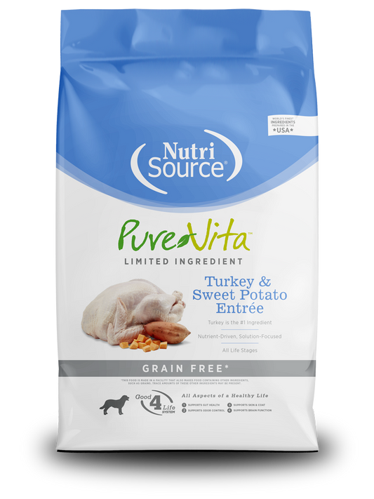 NutriSource Pure Vita Turkey & Sweet Potato Grain-Free 4 lbs - Happy Pet