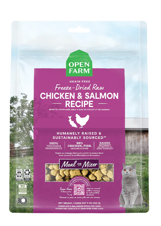 Open Farm Cat Freeze-Dried Raw Chicken & Salmon Grain-Free 3.5 oz - Happy Pet