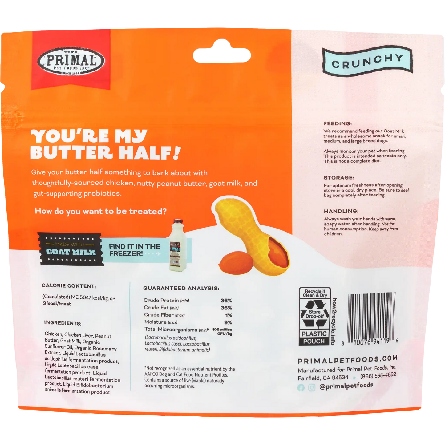 Primal You're My Butter Half! Chicken & Peanut Butter with Goat Milk 2 oz - Happy Pet