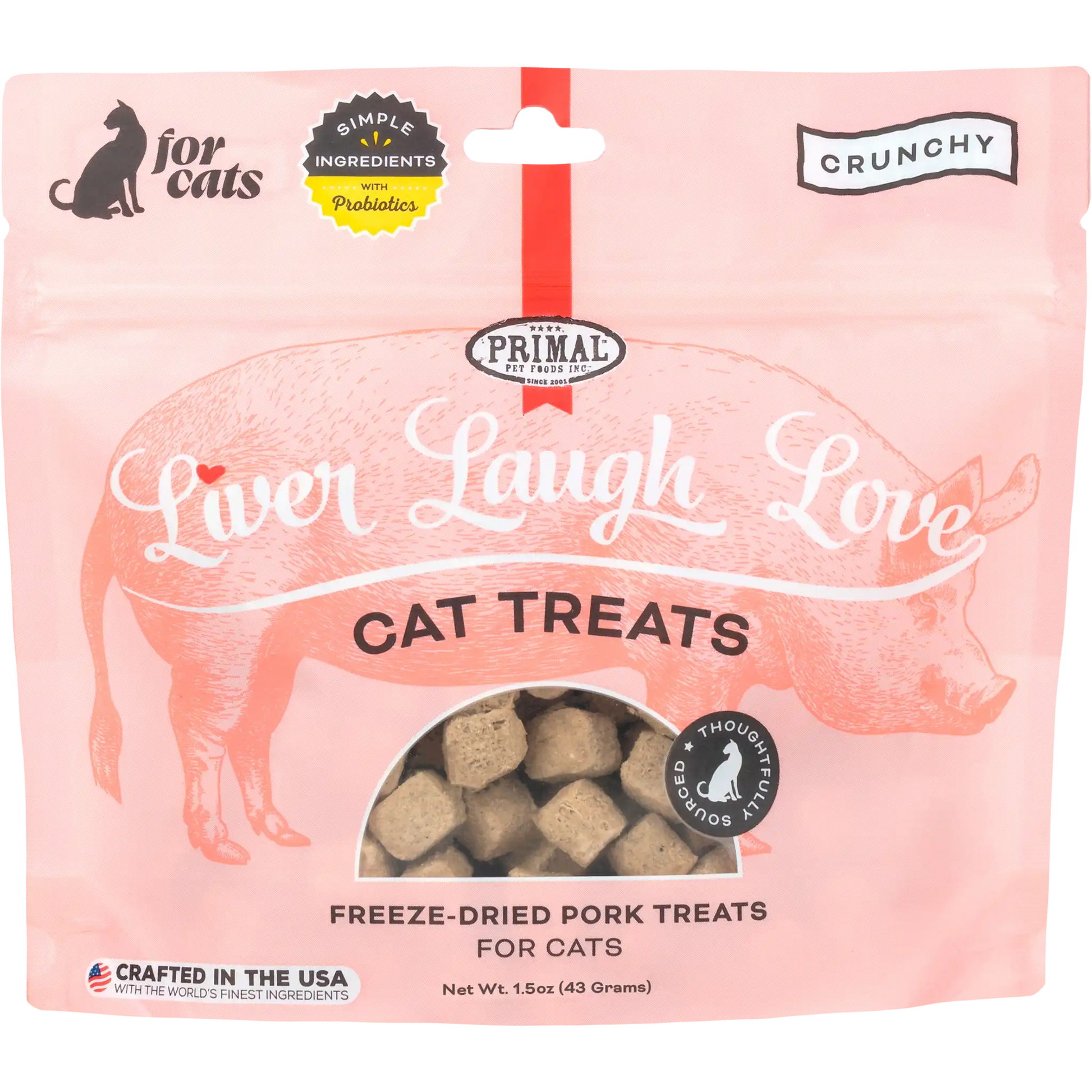 Primal Liver Laugh Love Freeze-Dried Pork Cat Treats 1.5 oz - Happy Pet