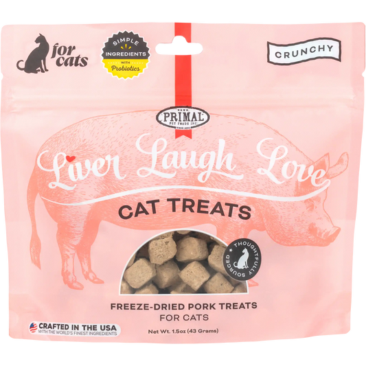 Primal Liver Laugh Love Freeze-Dried Pork Cat Treats 1.5 oz - Happy Pet