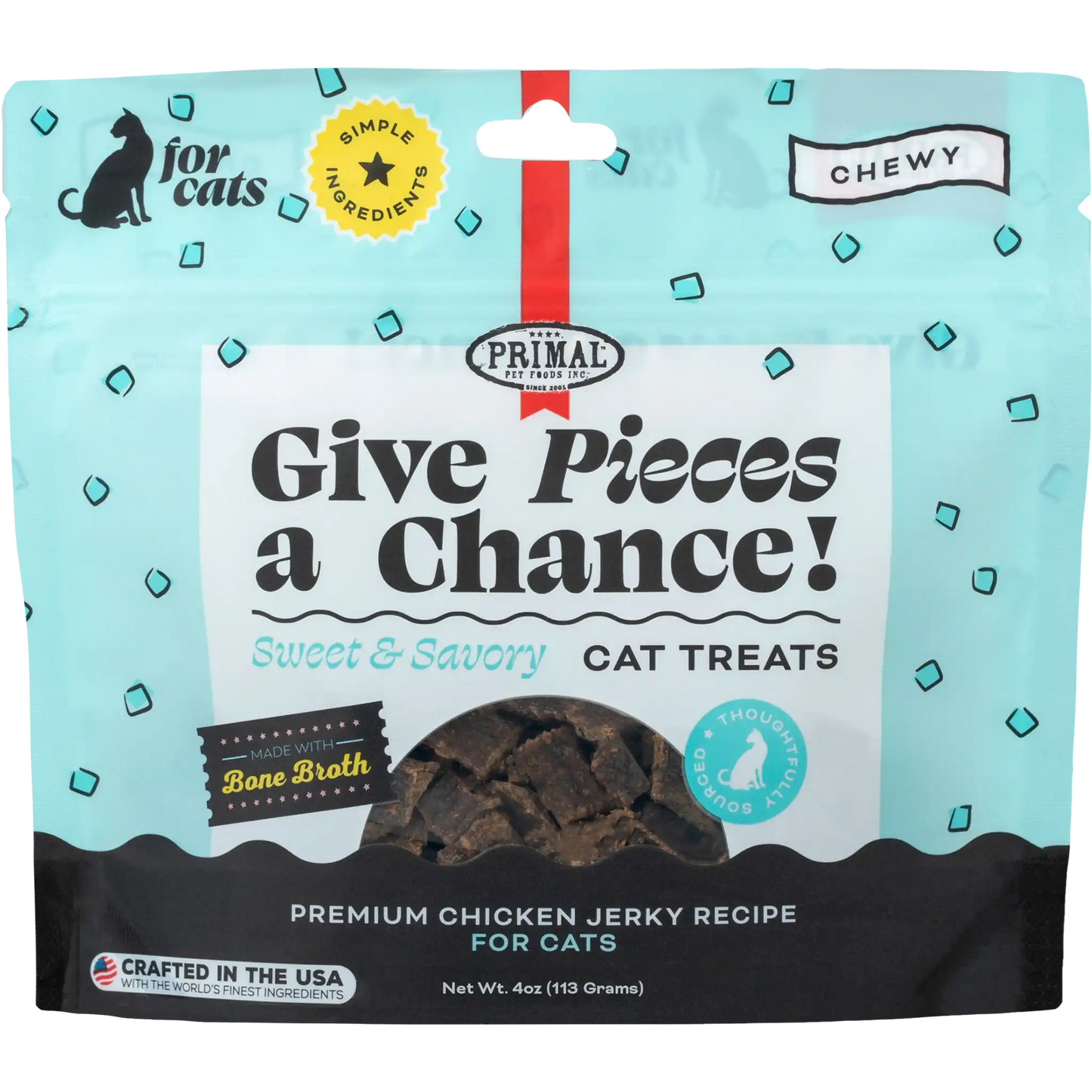 Primal Give Pieces a Chance! Chicken Jerky Cat Treats 4 oz - Happy Pet