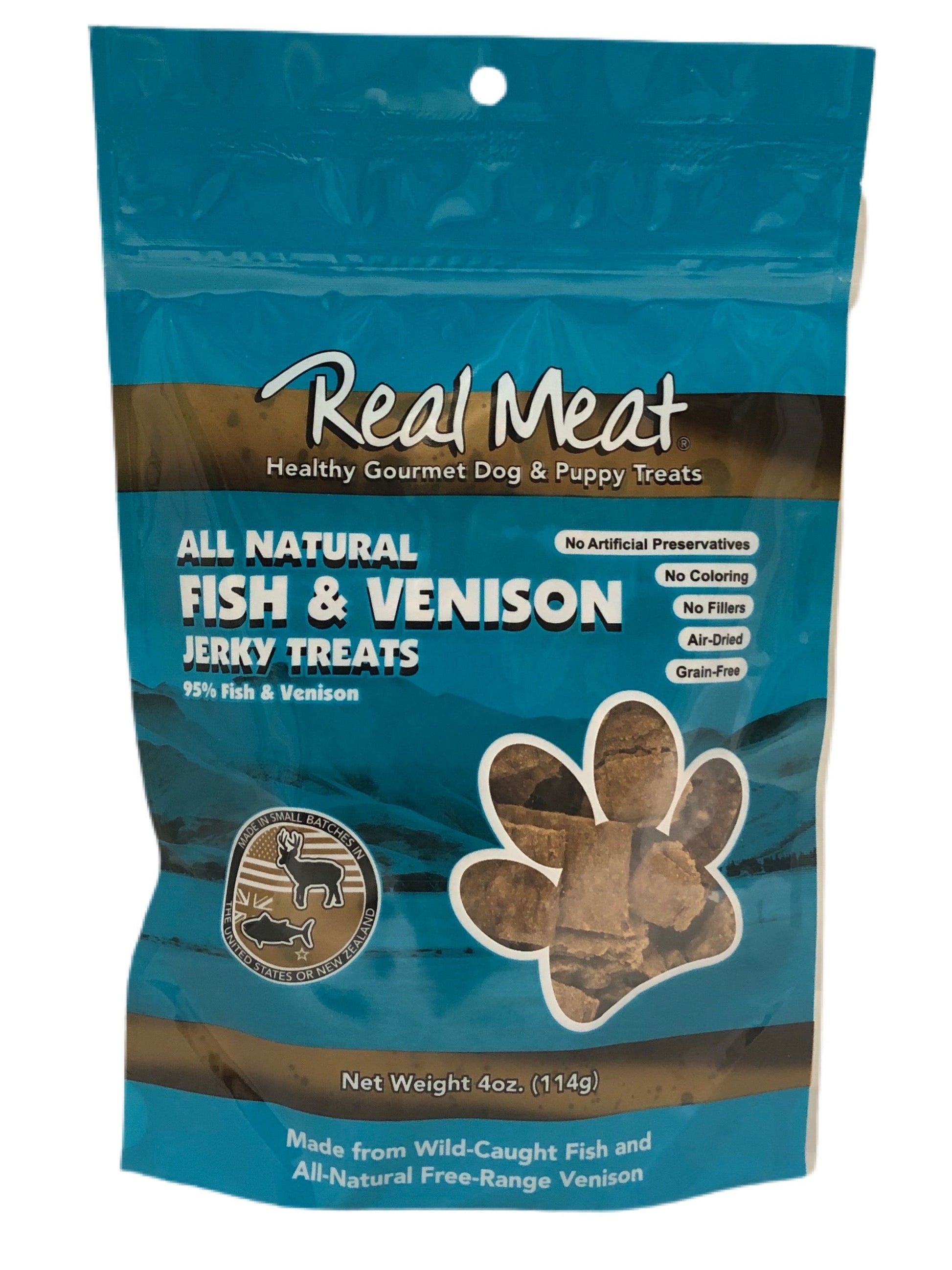 Real Meat Fish & Venison Jerky Treats 4 oz - Happy Pet