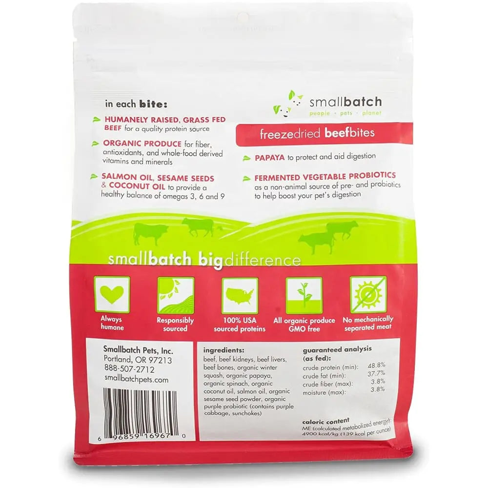 SmallBatch Freeze-Dried Beef Bites for Cats & Dogs 7 oz - Happy Pet