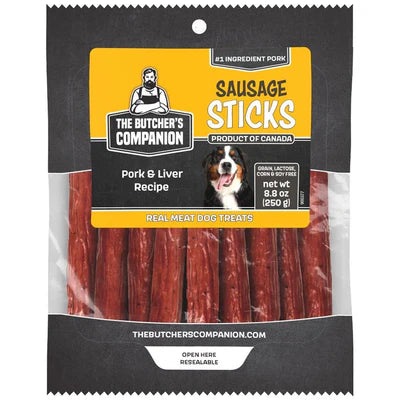 The Butcher's Companion Sausage Sticks Pork & Liver 8.8 oz - Happy Pet