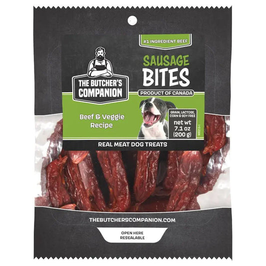 The Butcher's Companion Sausage Bites Beef & Veg 7.1 oz - Happy Pet