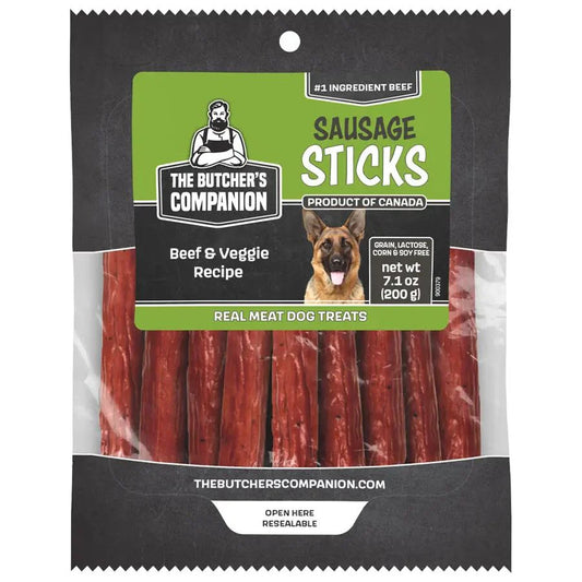 The Butcher's Companion Sausage Sticks Beef & Veg 7.1 oz - Happy Pet