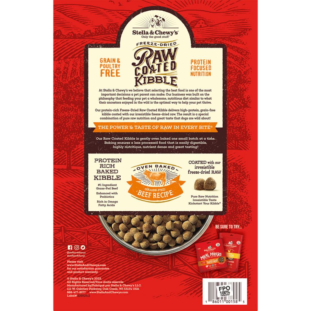 Stella & Chewy's Raw Coated Kibble Beef Grain-Free 3.5 lbs - Happy Pet