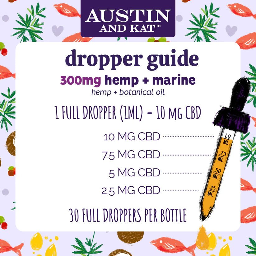 Austin and Kat Hemp with Marine Oil CBD 300mg 1 oz - Happy Pet