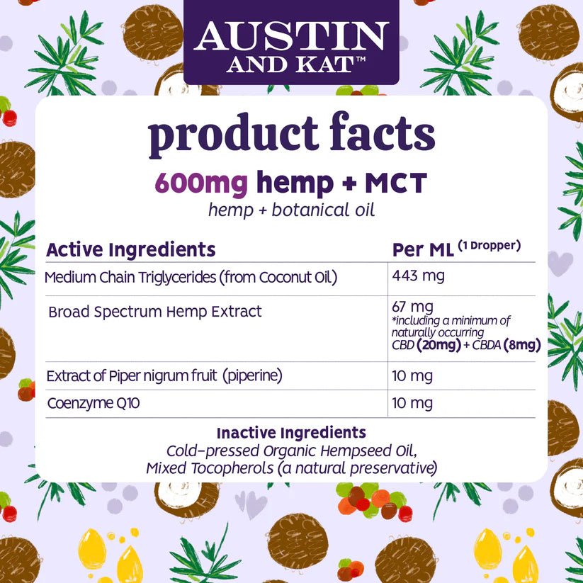 Austin and Kat Hemp with MCT Oil CBD 600mg 1 oz - Happy Pet