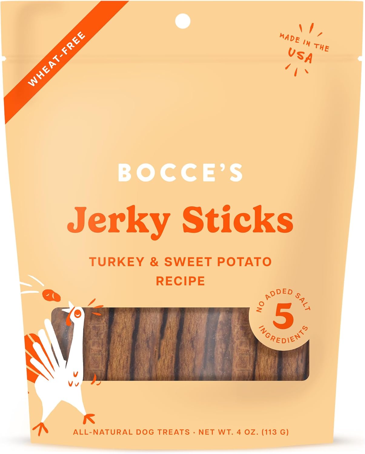 Bocce's Jerky Sticks Turkey & Sweet Potato 4 oz - Happy Pet