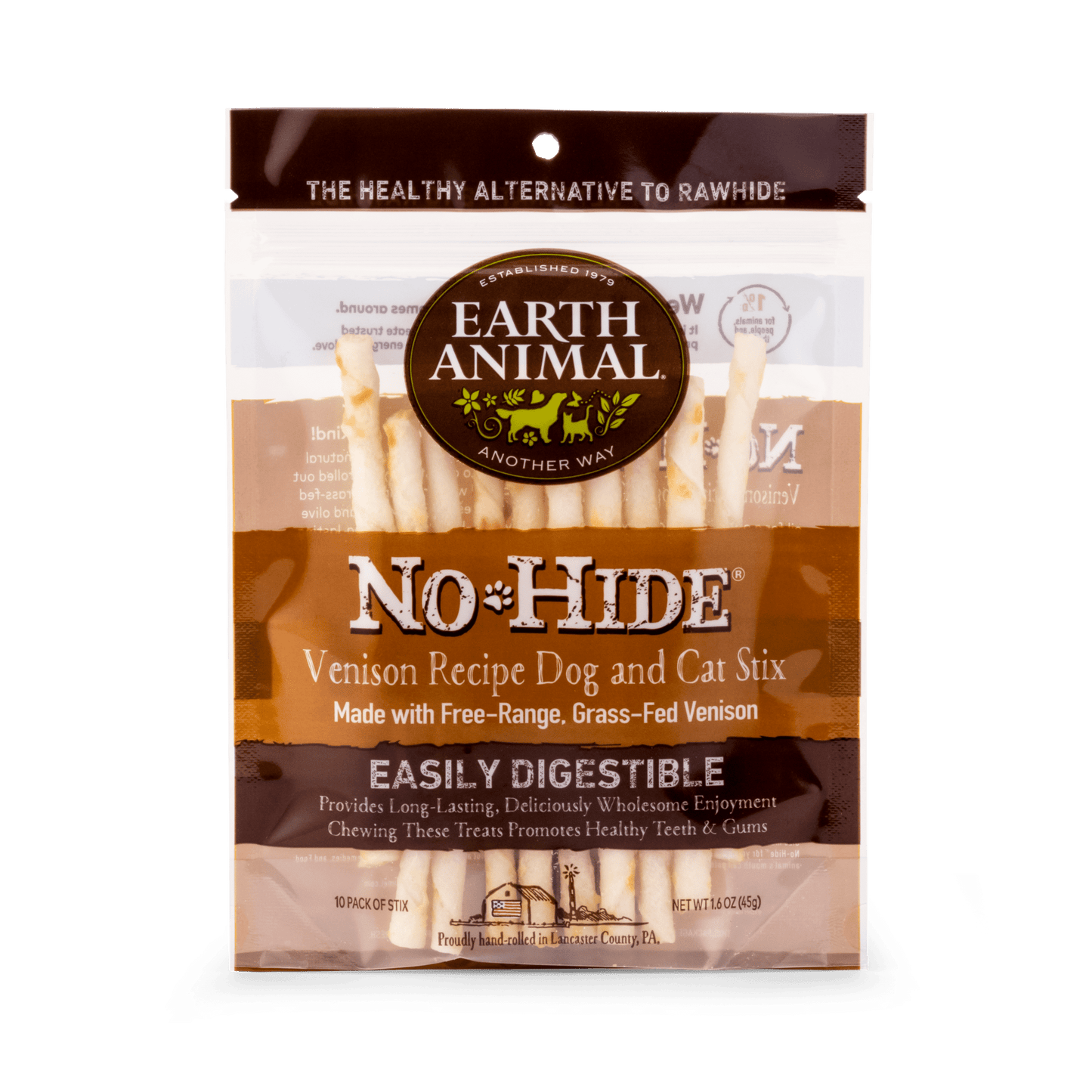 Earth Animal No - Hide Stix Venison 10 pk - Happy Pet