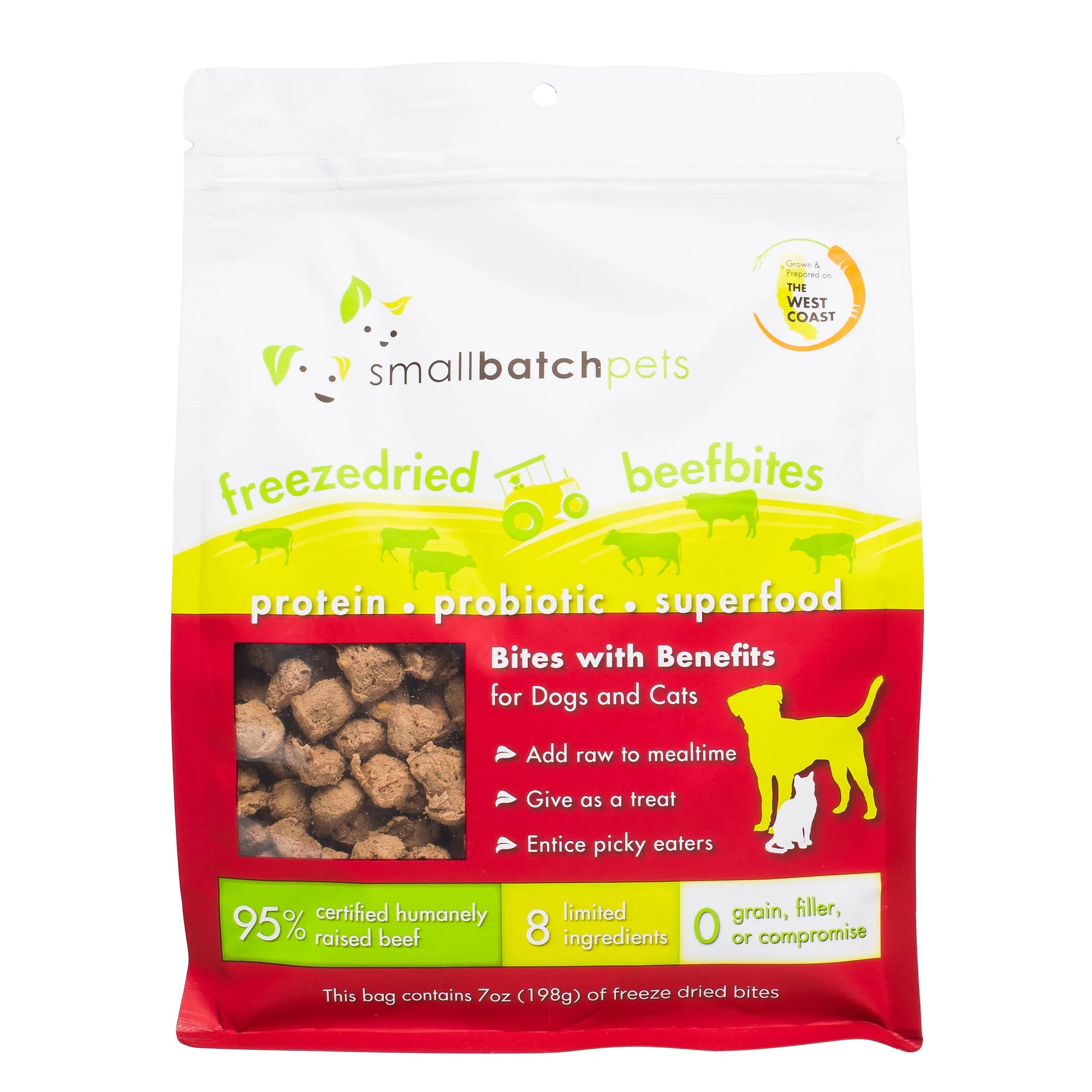 SmallBatch Freeze-Dried Beef Bites for Cats & Dogs 7 oz - Happy Pet