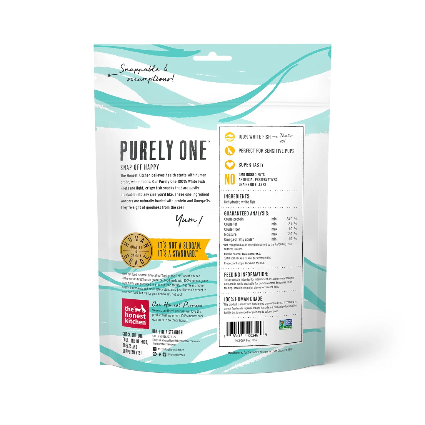 The Honest Kitchen Purely One White Fish Filets 3 oz - Happy Pet