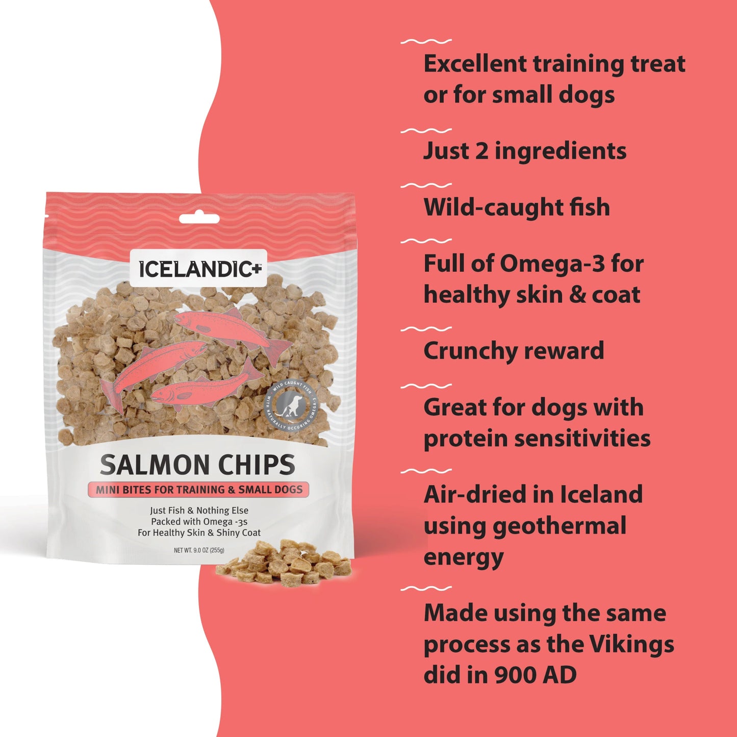 Icelandic+ Salmon Chips Mini Bites 2.5 oz - Happy Pet